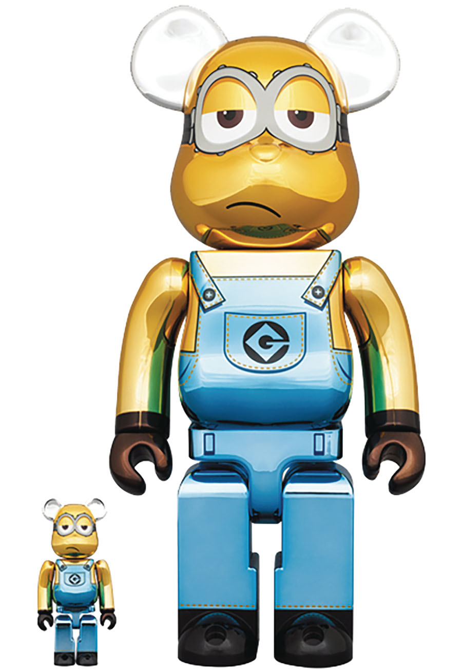 Minions Kevin Chrome 100 Percent & 400 Percent 2-Pack Bearbrick