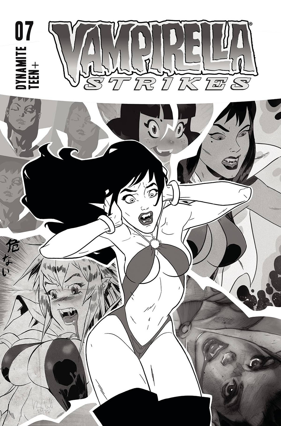 Vampirella Strikes Vol 3 #7 Cover O Incentive Ben Caldwell Black & White Cover