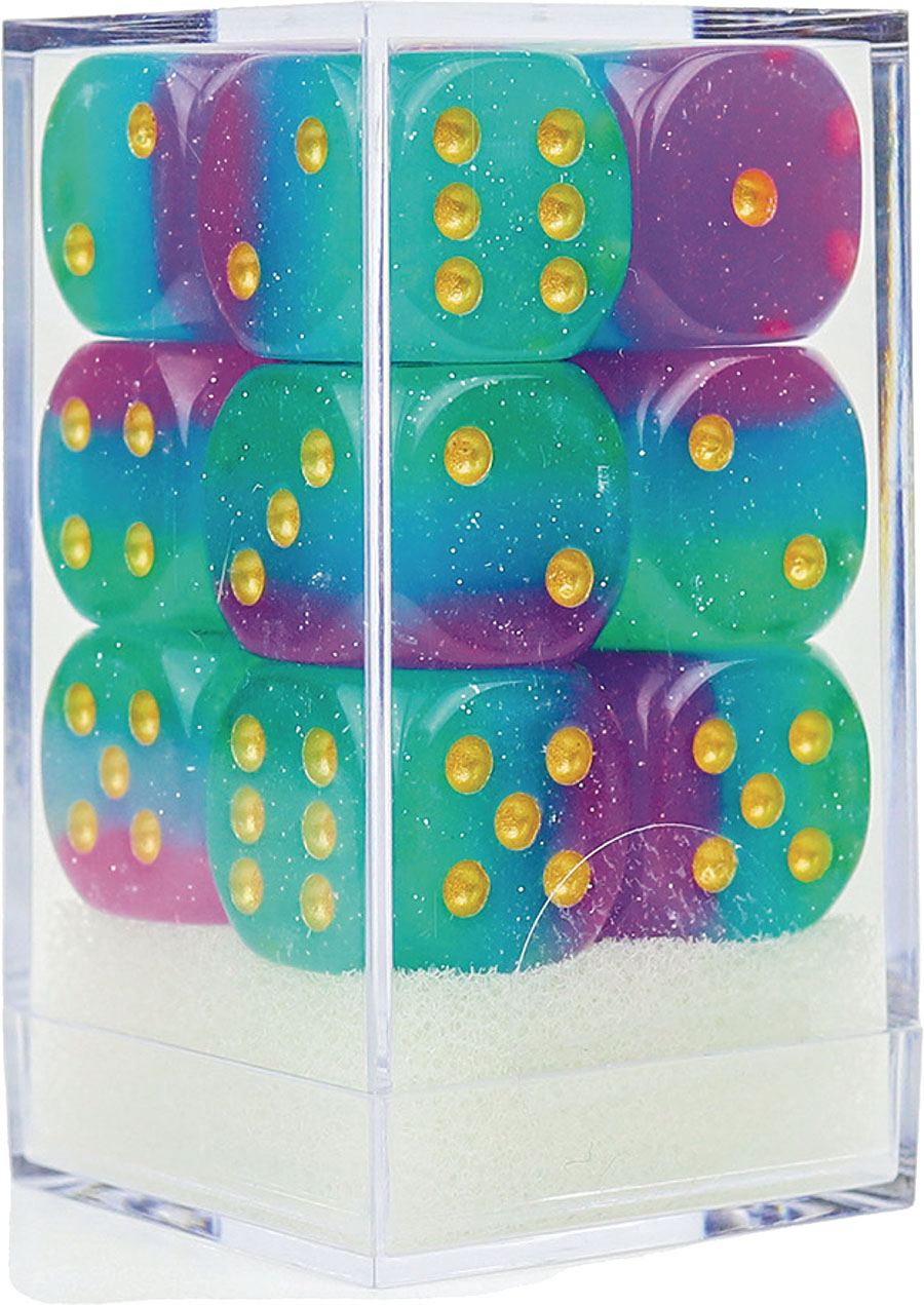 D6 16mm 12-Piece Dice Set - Northern Lights