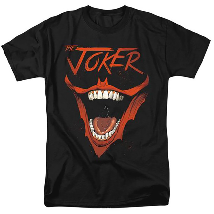 Joker Bat Laugh Logo Black Mens T-Shirt Large