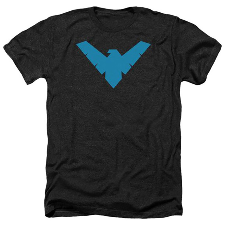 Nightwing Logo Black Mens T-Shirt Large