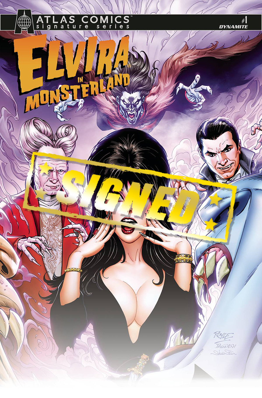 Elvira In Monsterland #1 Cover L Atlas Comics Signature Series John Royle Cover Signed By Elvira