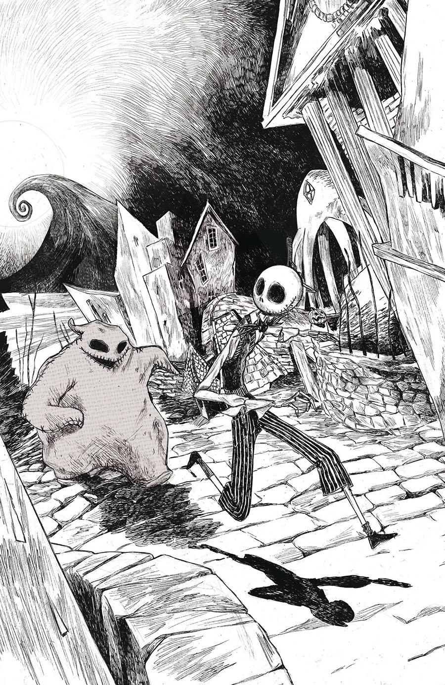 Nightmare Before Christmas Battle For Pumpkin King #1 Cover B Variant Black & White Virgin Cover