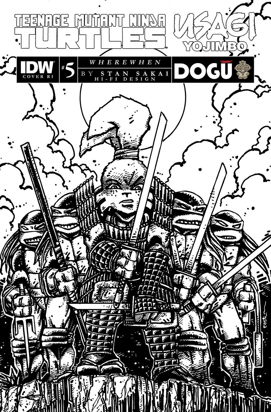 Teenage Mutant Ninja Turtles Usagi Yojimbo WhereWhen #5 Cover F Incentive Kevin Eastman Black & White Cover