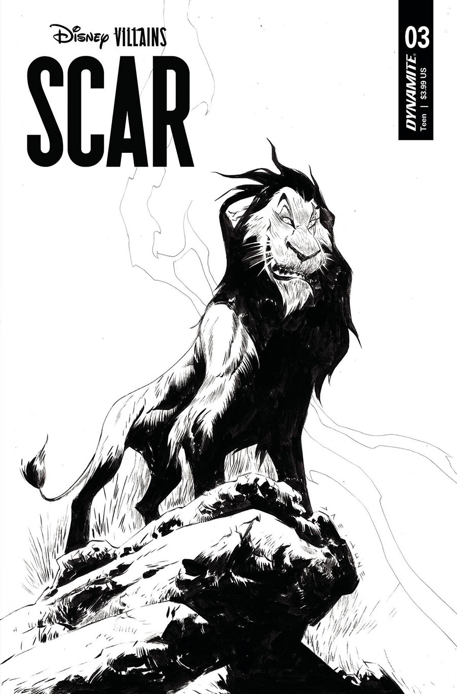 Disney Villains Scar #3 Cover U Incentive Jae Lee Black & White Cover