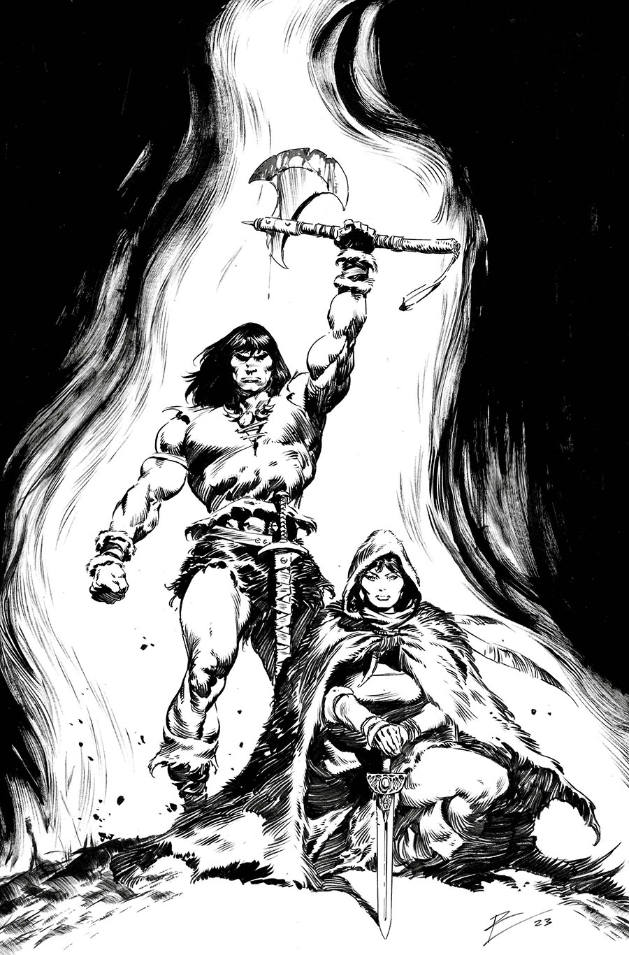 Conan The Barbarian Vol 5 #2 Cover G Incentive Roberto De La Torre Black & White Inks Virgin Cover