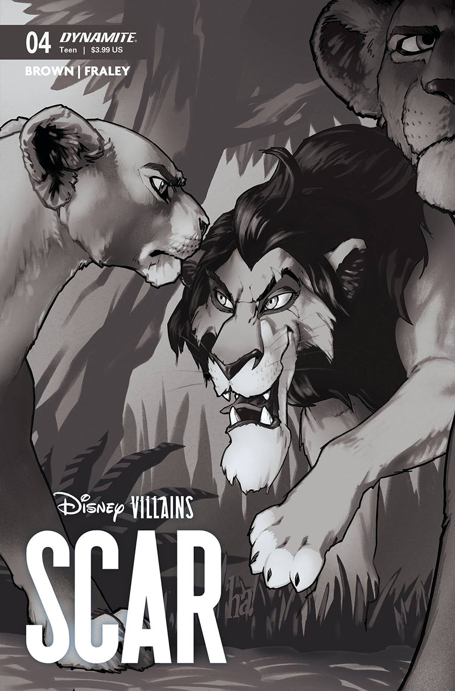 Disney Villains Scar #4 Cover T Incentive Gene Ha Black & White Cover