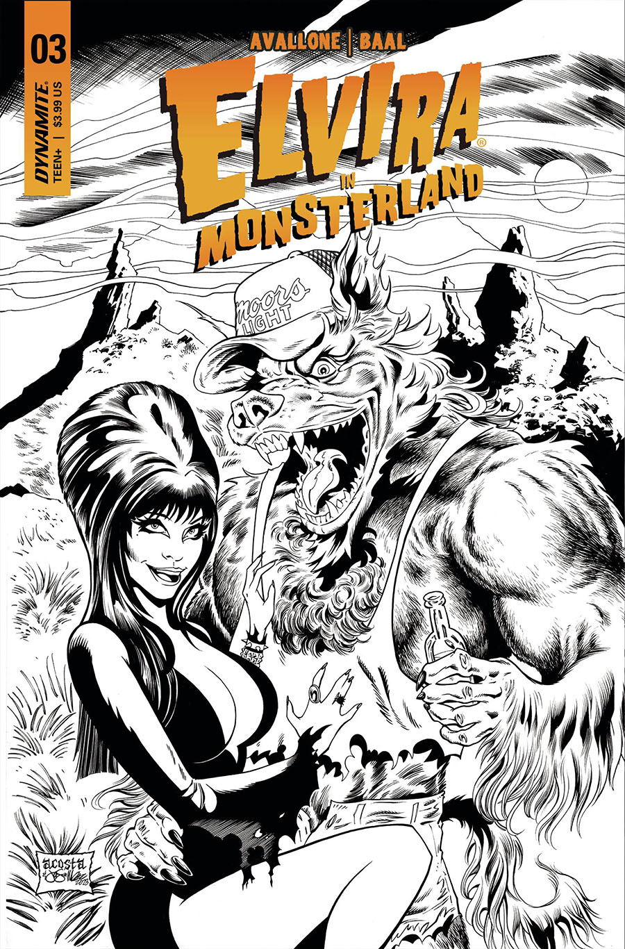 Elvira In Monsterland #3 Cover K Incentive Dave Acosta Black & White Cover