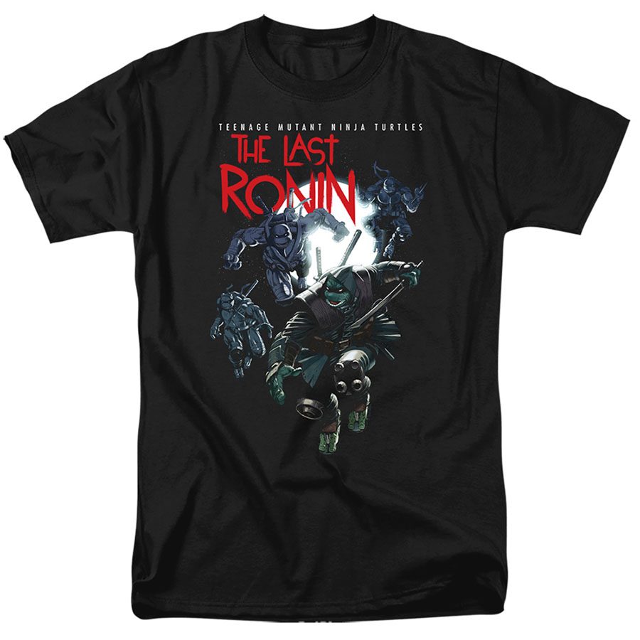 Teenage Mutant Ninja Turtles The Last Ronin Four Turtles Leap Black Mens T-Shirt Large