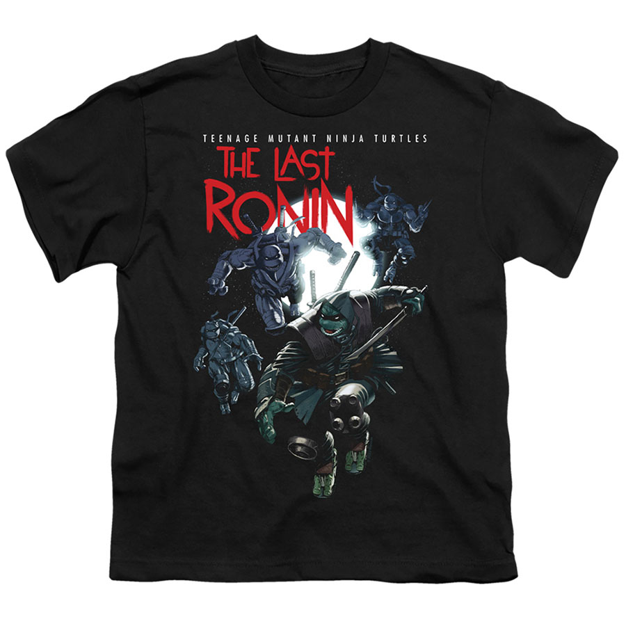 Teenage Mutant Ninja Turtles The Last Ronin Four Turtles Leap Black Youth T-Shirt Large