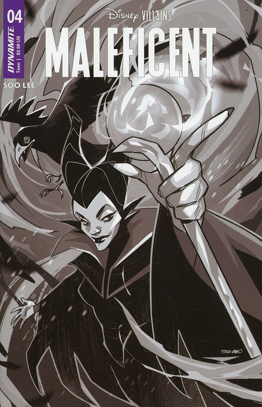 Disney Villains Maleficent #4 Cover S Incentive Erica Durso Black & White Cover