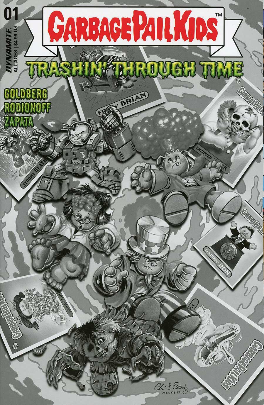 Garbage Pail Kids Trashin Through Time #1 Cover G Incentive Chris Meeks Black & White Cover