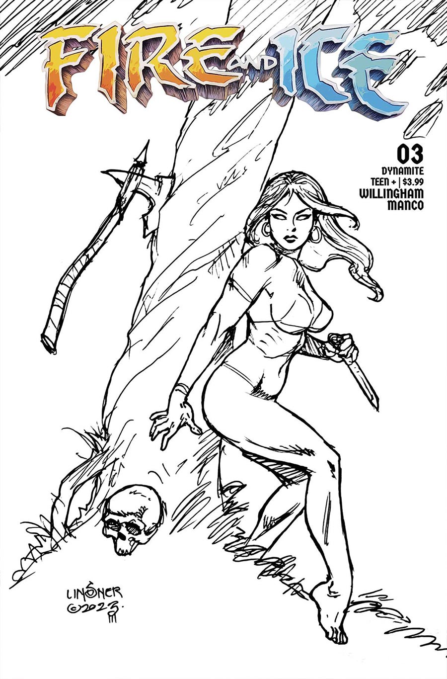 Fire And Ice #3 Cover D Incentive Joseph Michael Linsner Line Art Cover