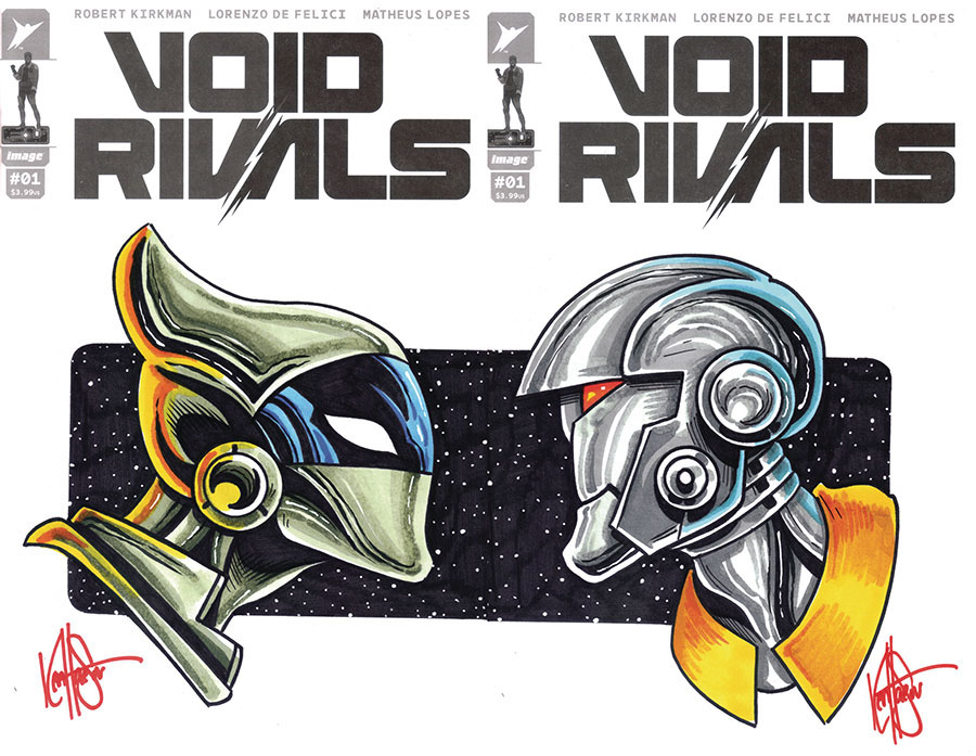 Void Rivals #1 Cover P DF Blank Variant Connecting Commissioned Cover Art Signed & Remarked By Ken Haeser