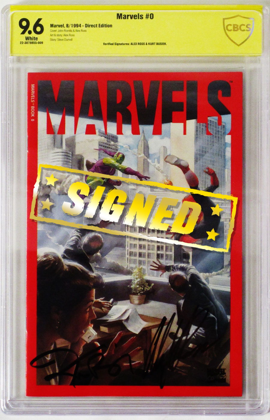 Marvels #0 Cover B Signed By Alex Ross & Kurt Busiek CBCS 9.6