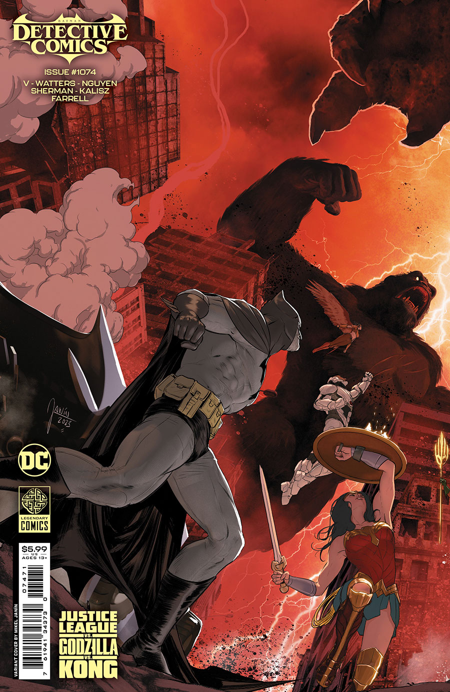 Detective Comics Vol 2 #1074 Cover E Variant Mikel Janin Justice League vs Godzilla vs Kong Connecting Card Stock Cover (Limit 1 Per Customer)