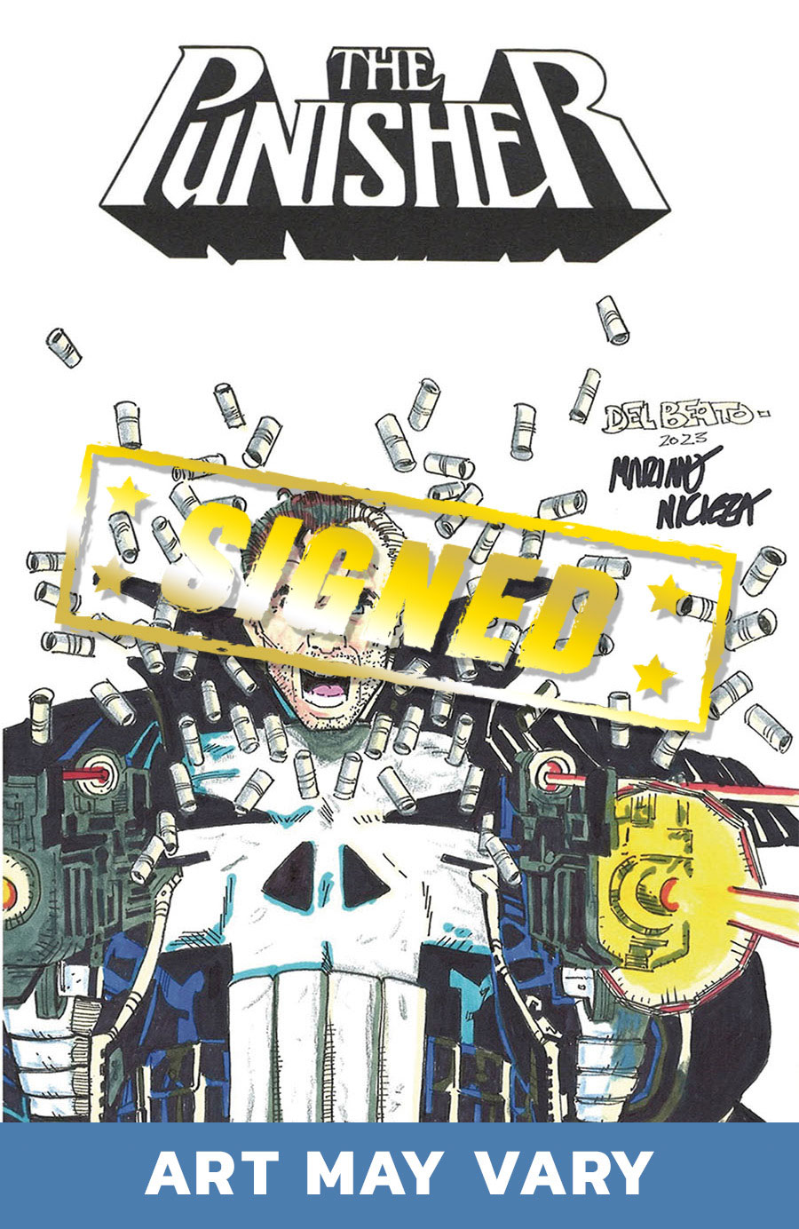 Marvel Comics Commissioned Cover Art Signed & Remarked By Mariano Nicieza & Joe Delbeato With A Classic Punisher War Zone 1 Homage Hand-Drawn Sketch