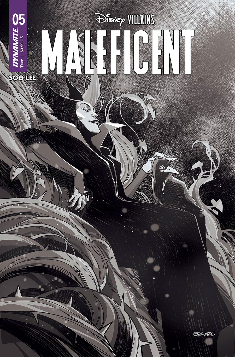 Disney Villains Maleficent #5 Cover S Incentive Erica Durso Black & White Cover