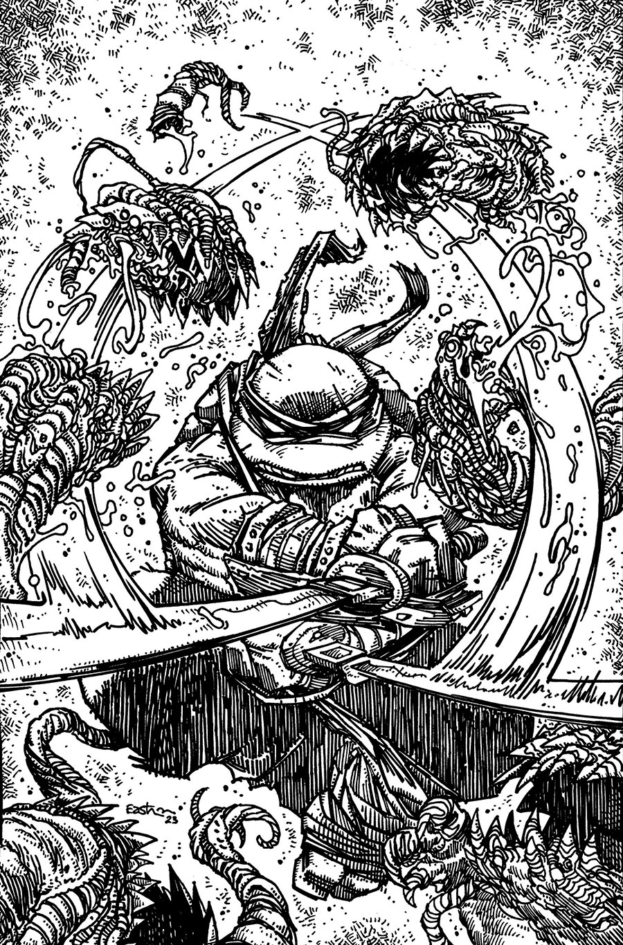 Teenage Mutant Ninja Turtles Vol 5 #146 Cover E Incentive Sophie Campbell & Kevin Eastman Black & White Virgin Cover