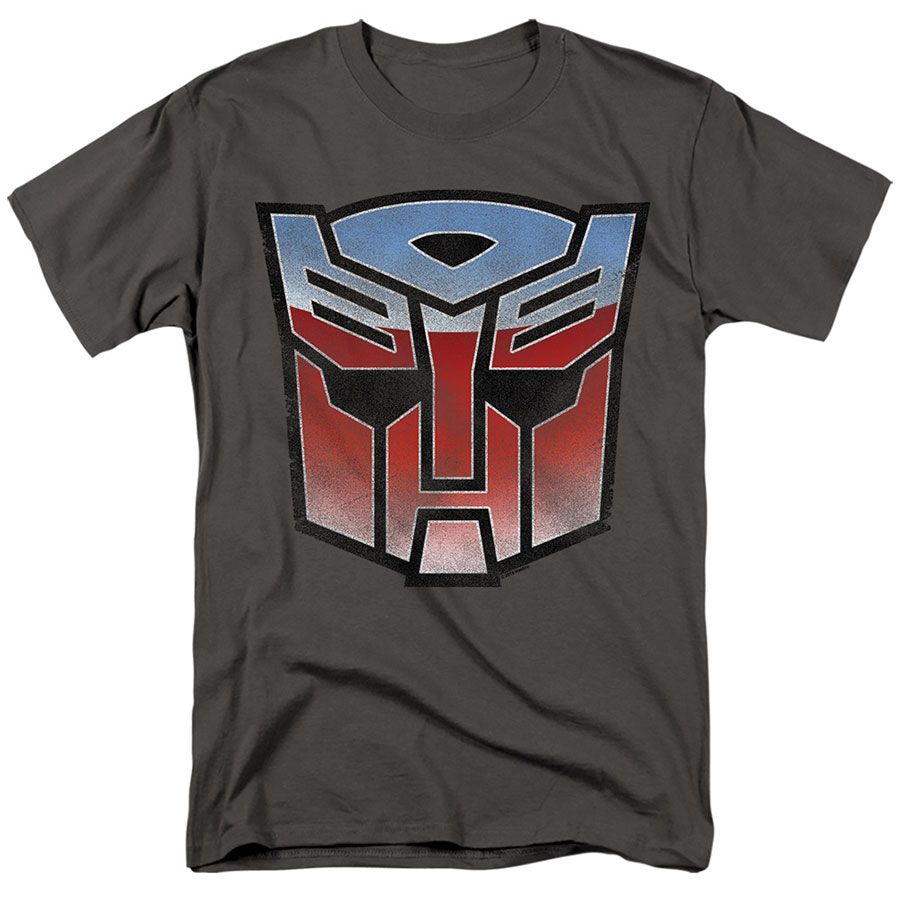 Transformers Distressed Autobot Logo Charcoal Mens T-Shirt Large