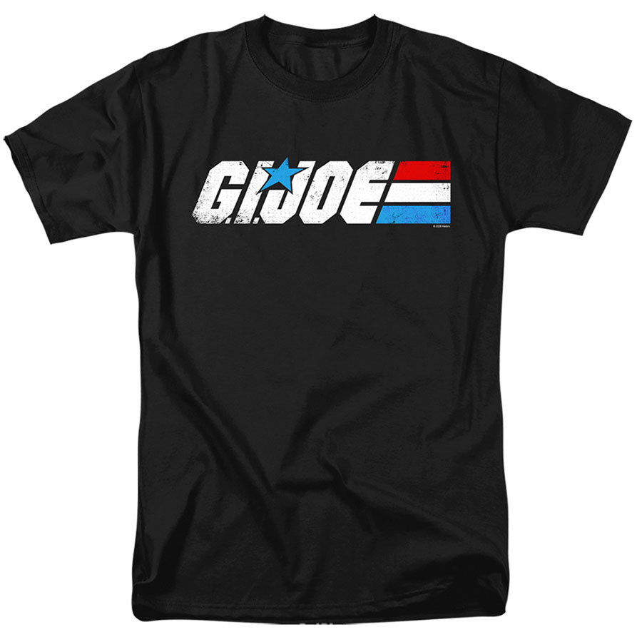 GI Joe Distressed Logo Black Mens T-Shirt Large