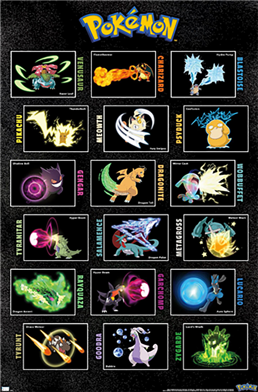 Pokemon Moves Grid Poster