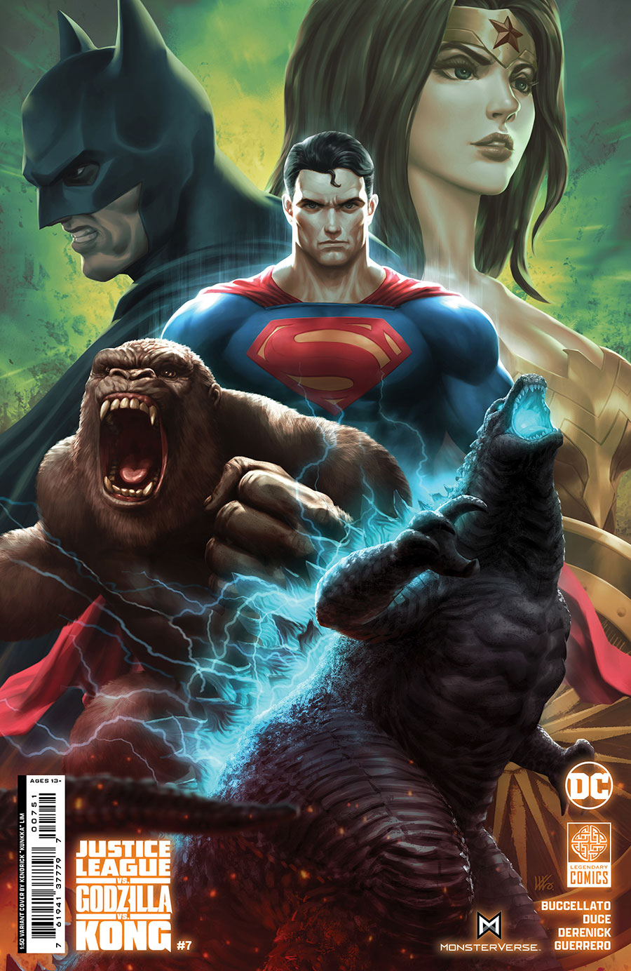 Justice League vs Godzilla vs Kong #7 Cover F Incentive Kendrick kunkka Lim Card Stock Variant Cover