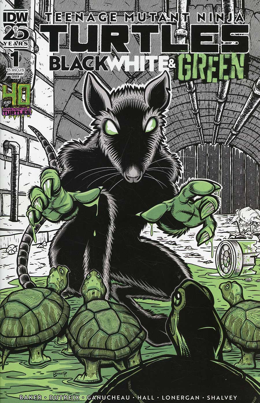 Teenage Mutant Ninja Turtles Black White & Green #1 Cover D Variant Dan Berger TMNT 40th Anniversary Cover