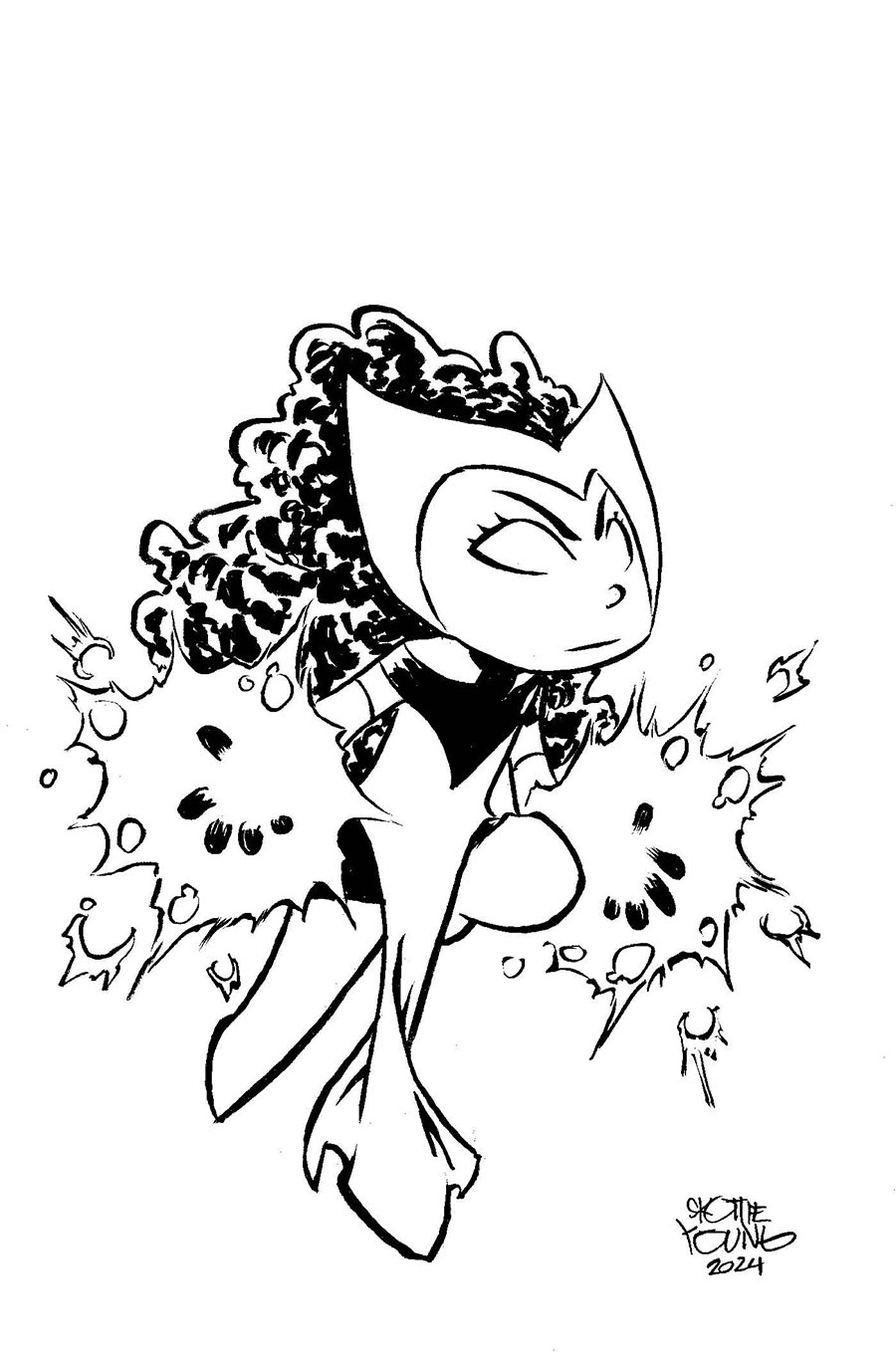 Scarlet Witch Vol 4 #1 Cover I Incentive Skottie Youngs Big Marvels Black & White Virgin Cover