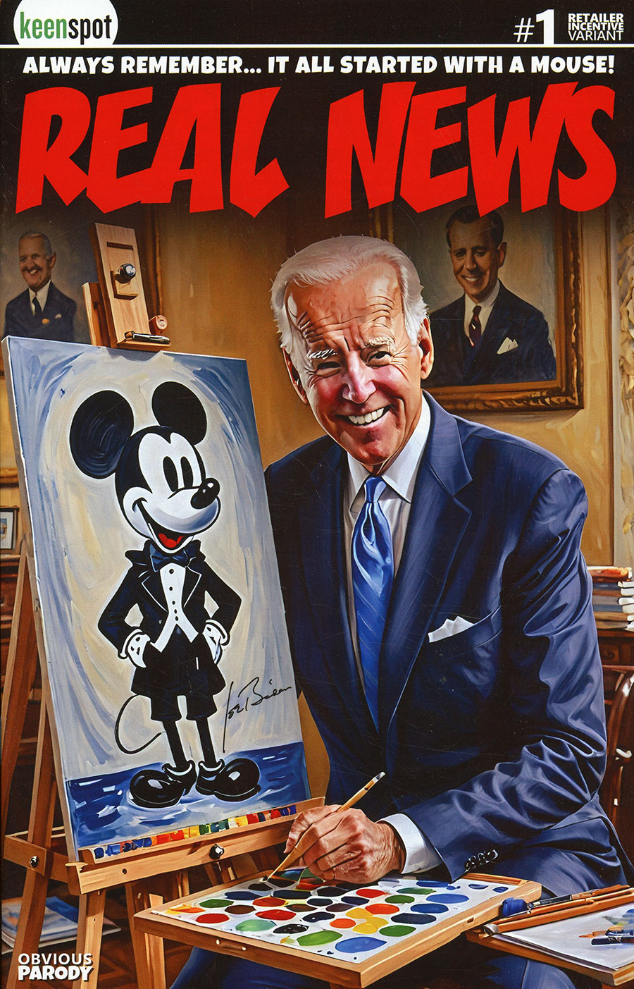 Bidens Titans vs Mickey Mouse (Unauthorized) #1 Cover H Incentive Real News Variant Cover