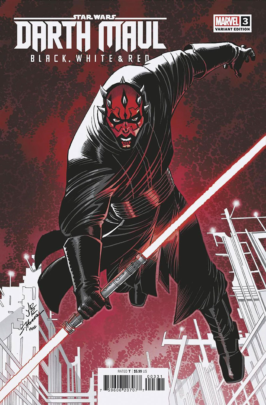 Star Wars Darth Maul Black White & Red #3 Cover C Variant John Romita Jr Cover