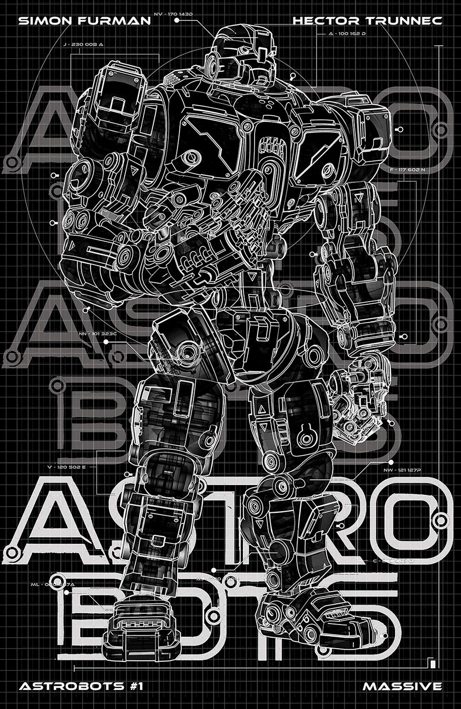 Astrobots #1 Cover Q Massive Exclusive Aaron Thomas Blueprint Black Variant Cover