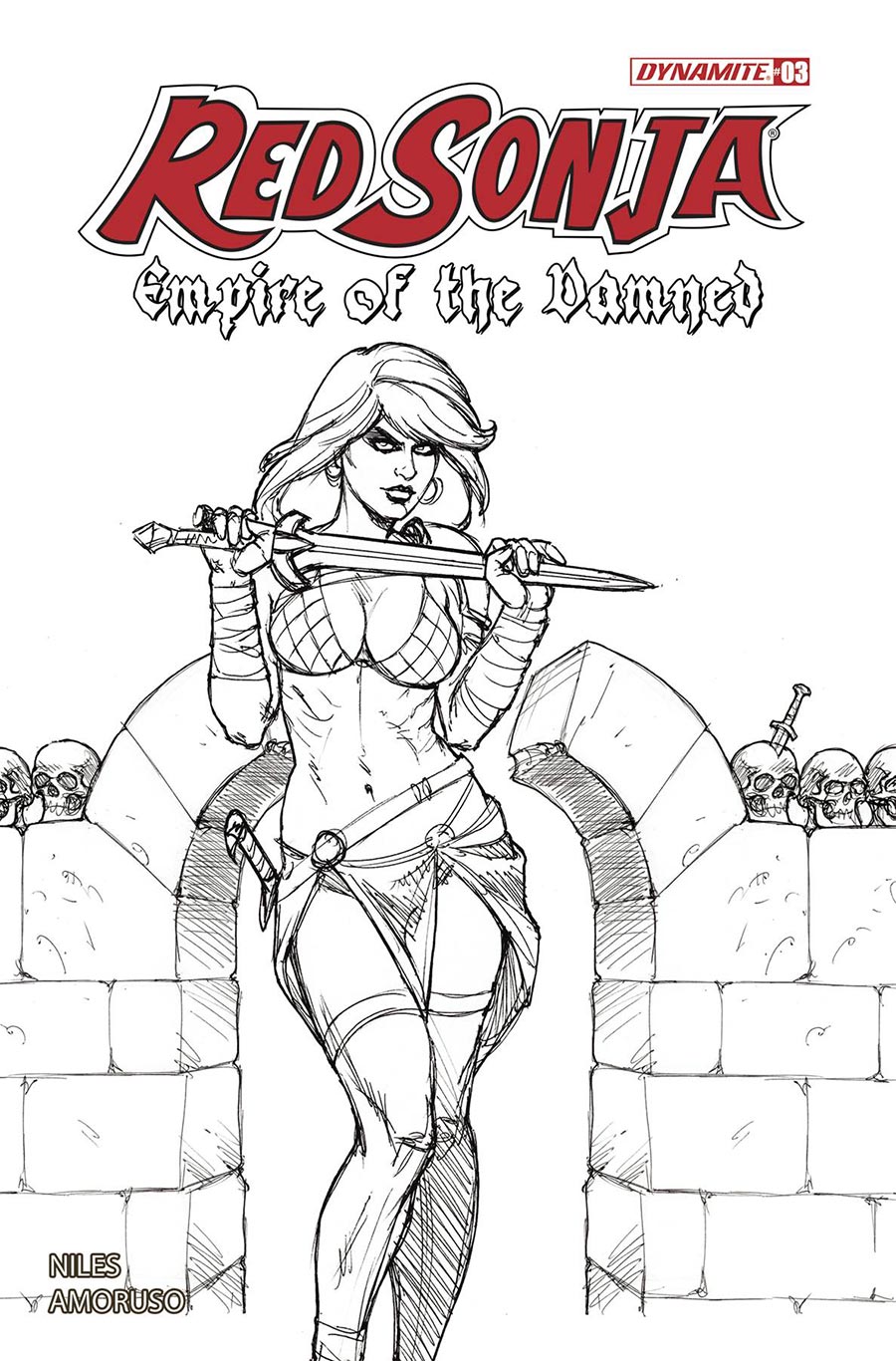 Red Sonja Empire Of The Damned #3 Cover K Incentive Joseph Michael Linsner Line Art Cover