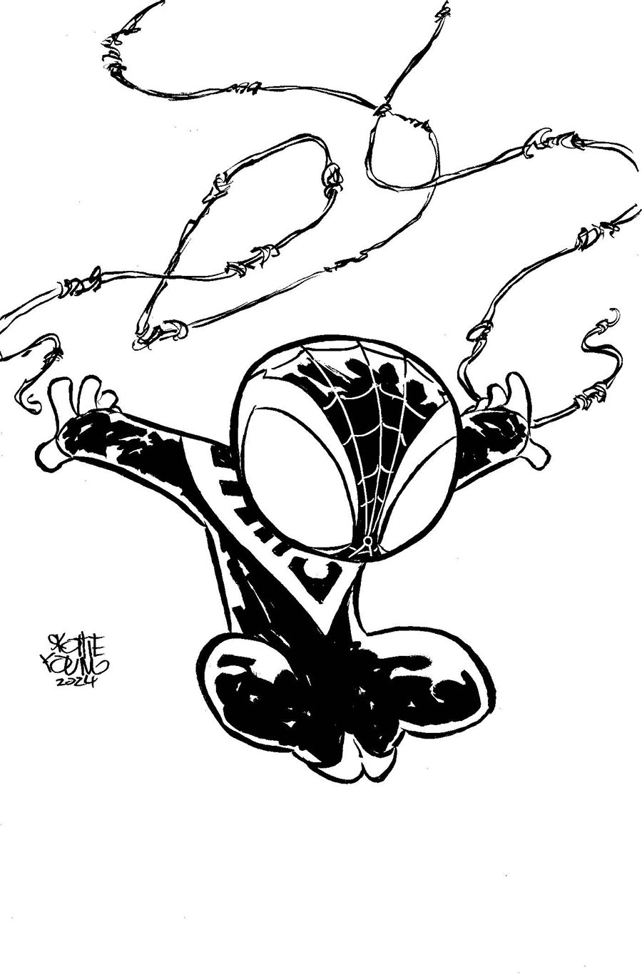 Miles Morales Spider-Man Vol 2 #21 Cover C Incentive Skottie Youngs Big Marvels Black & White Virgin Cover (Blood Hunt Tie-In)
