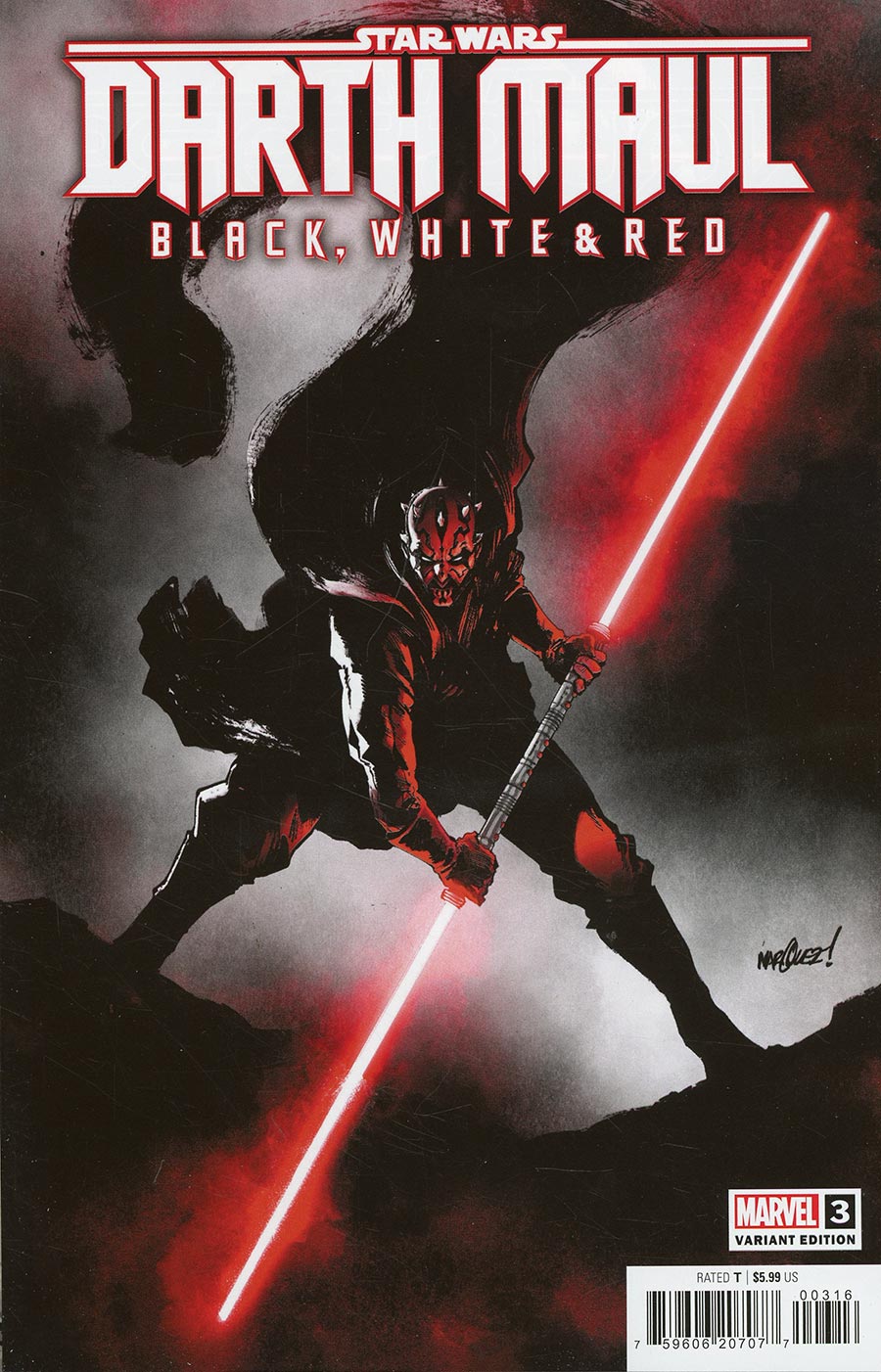 Star Wars Darth Maul Black White & Red #3 Cover D Incentive David Marquez Variant Cover