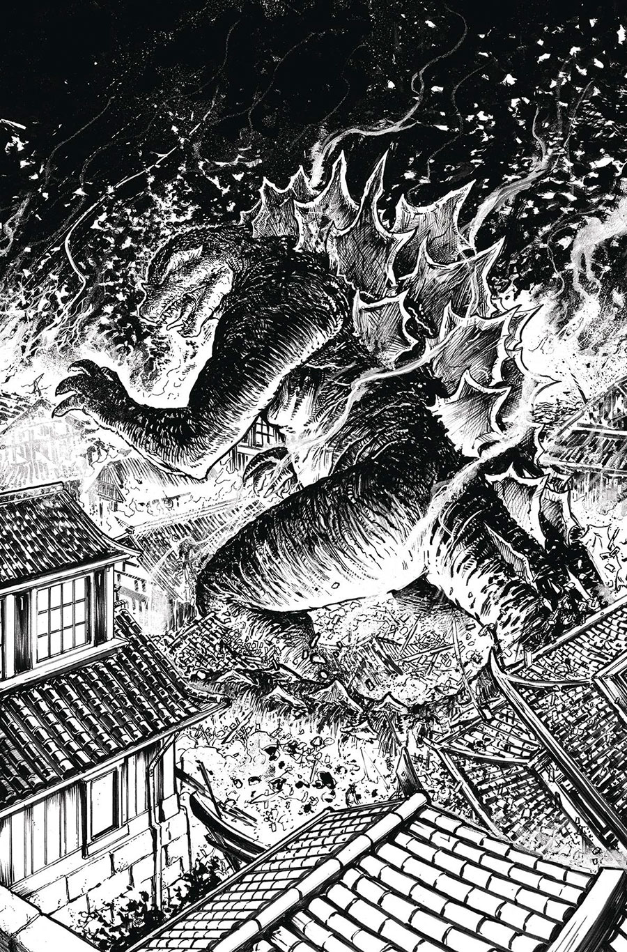 Godzilla Here There Be Dragons II Sons Of Giants #1 Cover C Incentive Gavin Smith Black & White Virgin Cover