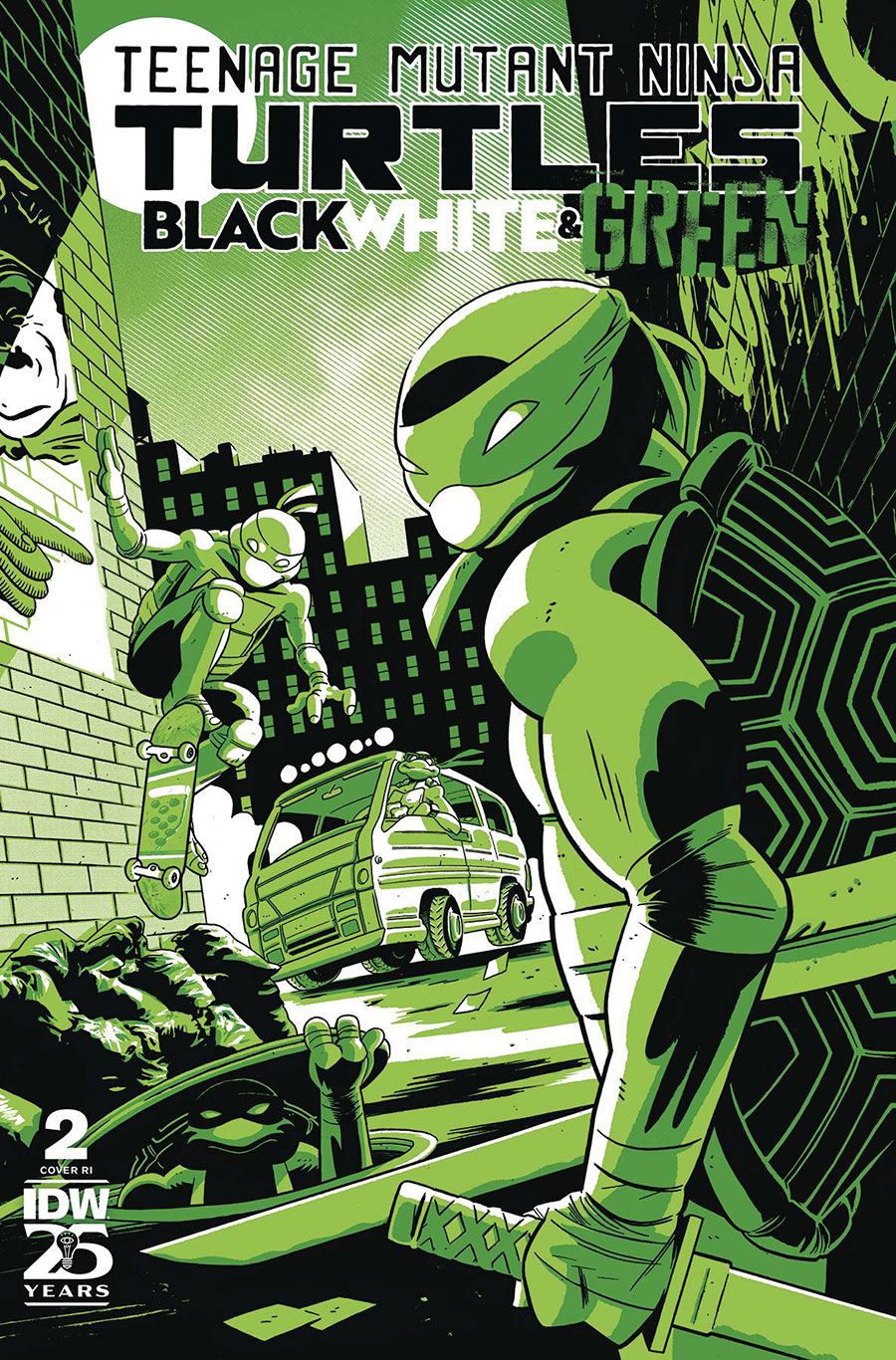 Teenage Mutant Ninja Turtles Black White & Green #2 Cover C Incentive Tyler Boss Foil Variant Cover