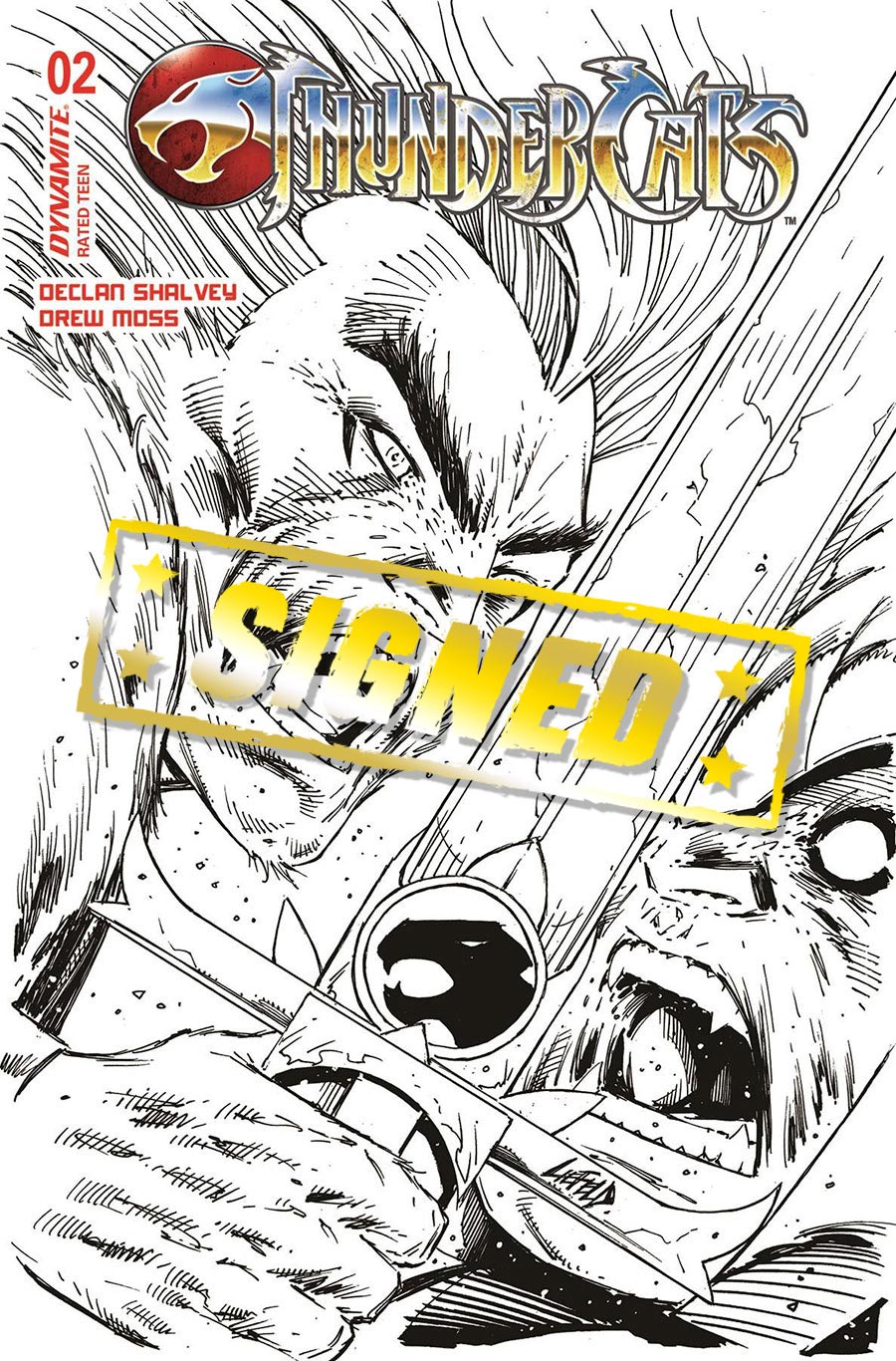 Thundercats Vol 3 #2 Cover Z-Z-F Incentive Rob Liefeld Black & White Cover Signed By Declan Shalvey