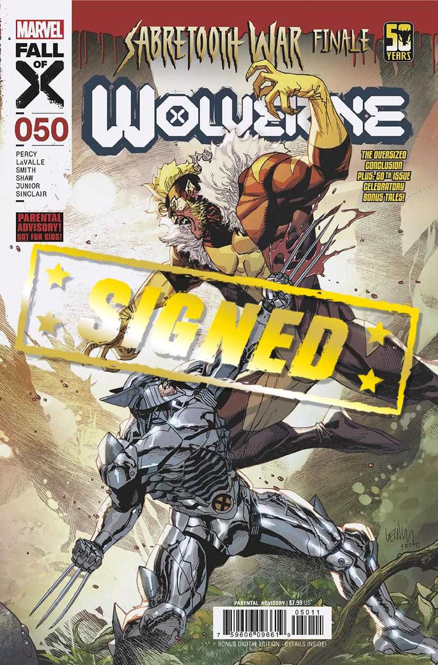 Wolverine Vol 7 #50 Cover J Regular Leinil Francis Yu Cover Signed By Cory Smith
