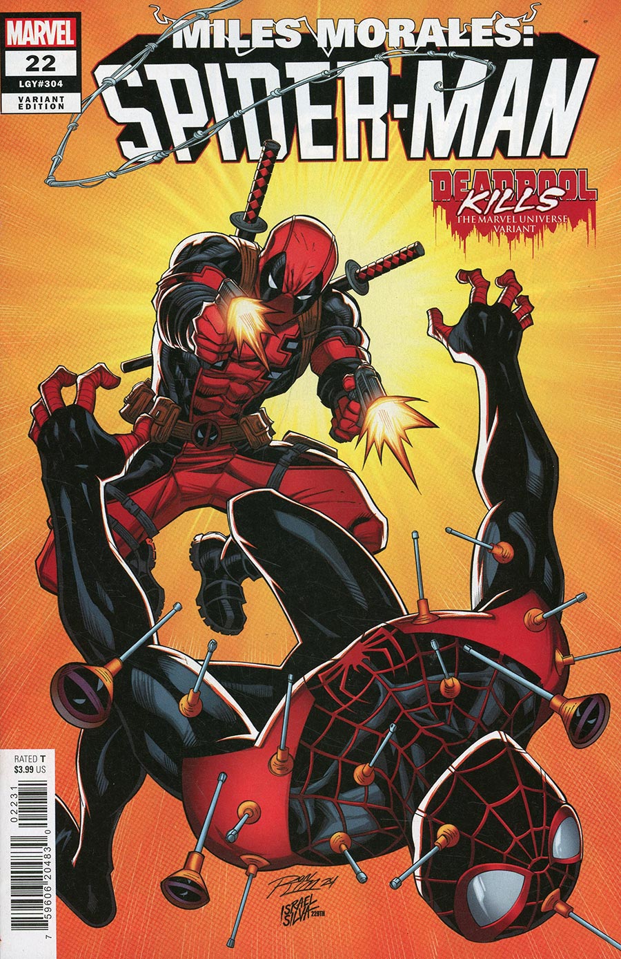 Miles Morales Spider-Man Vol 2 #22 Cover B Variant Ron Lim Deadpool Kills The Marvel Universe Cover (Blood Hunt Tie-In)