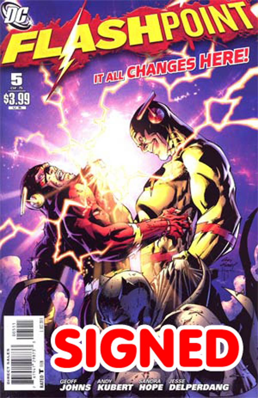 Flashpoint #5 Cover D Regular Andy Kubert Cover Signed By Geoff Johns