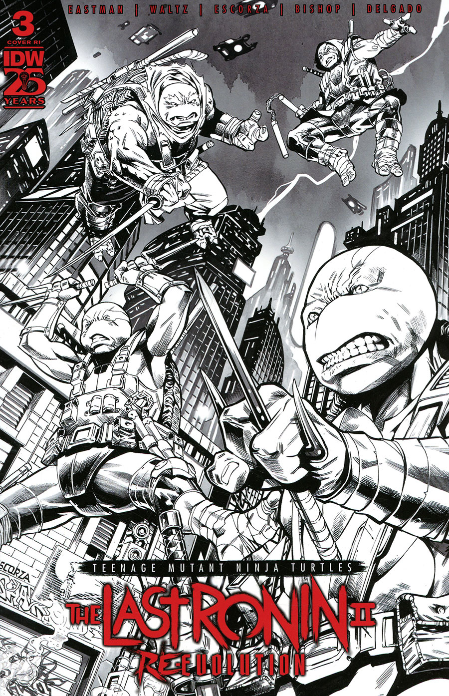 Teenage Mutant Ninja Turtles The Last Ronin II Re-Evolution #3 Cover F Incentive Escorza Brothers Black & White Cover