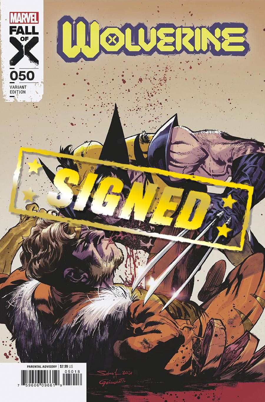Wolverine Vol 7 #50 Cover O Incentive Jonas Scharf Variant Cover Signed By Cory Smith