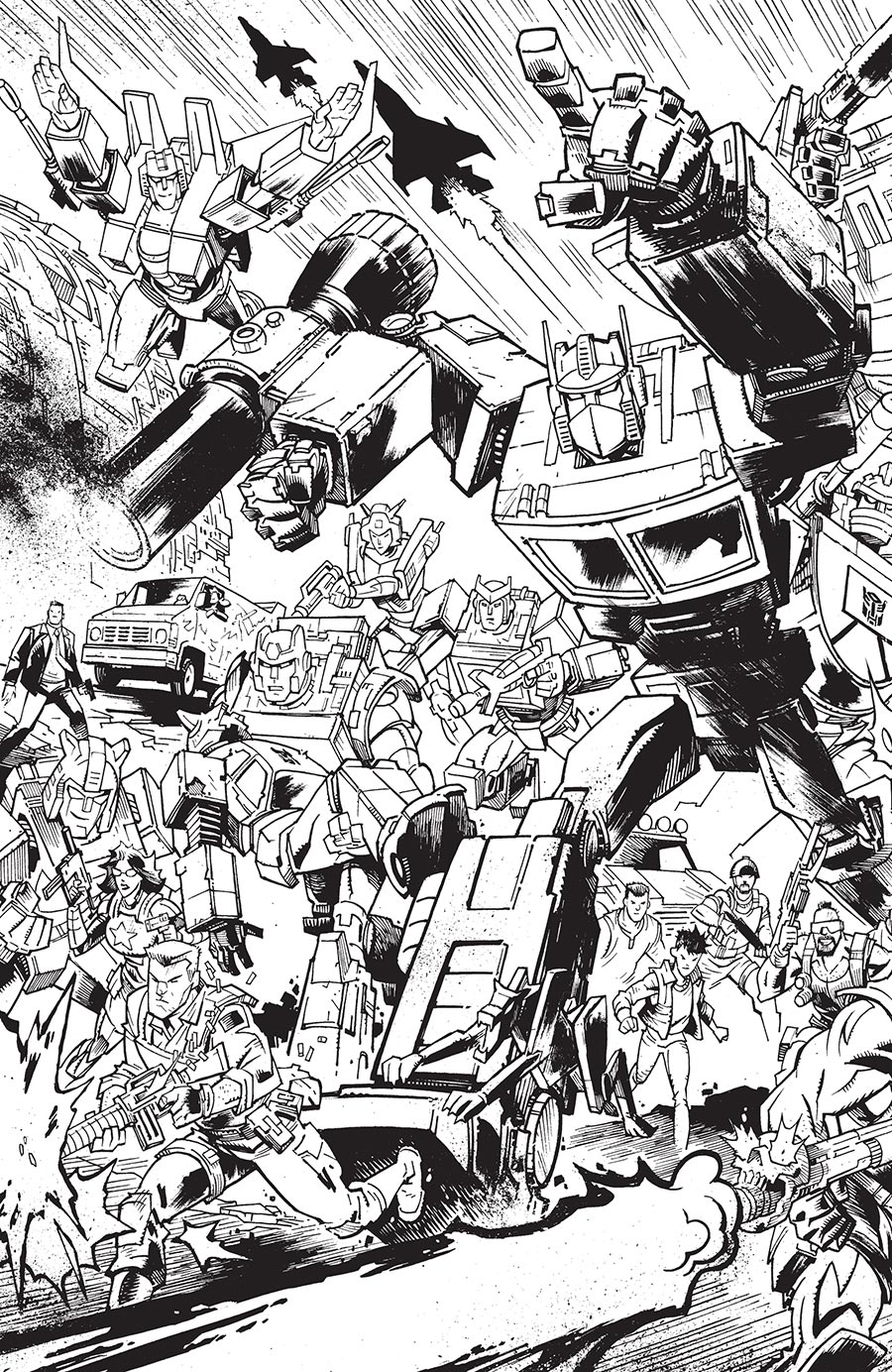 Transformers Vol 5 #9 Cover G Variant Jason Howard Energon Universe Anniversary Connecting Black & White Cover