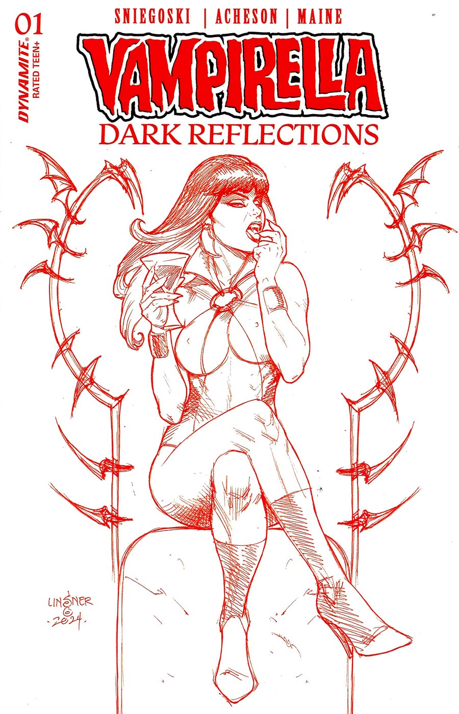 Vampirella Dark Reflections #1 Cover Z-B Incentive Joseph Michael Linsner Red Line Art Cover