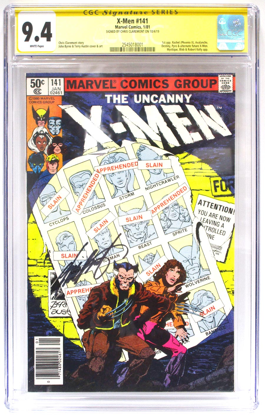 X-Men Vol 1 #141 Cover I CGC Signature Series 9.4 Signed By Chris Claremont