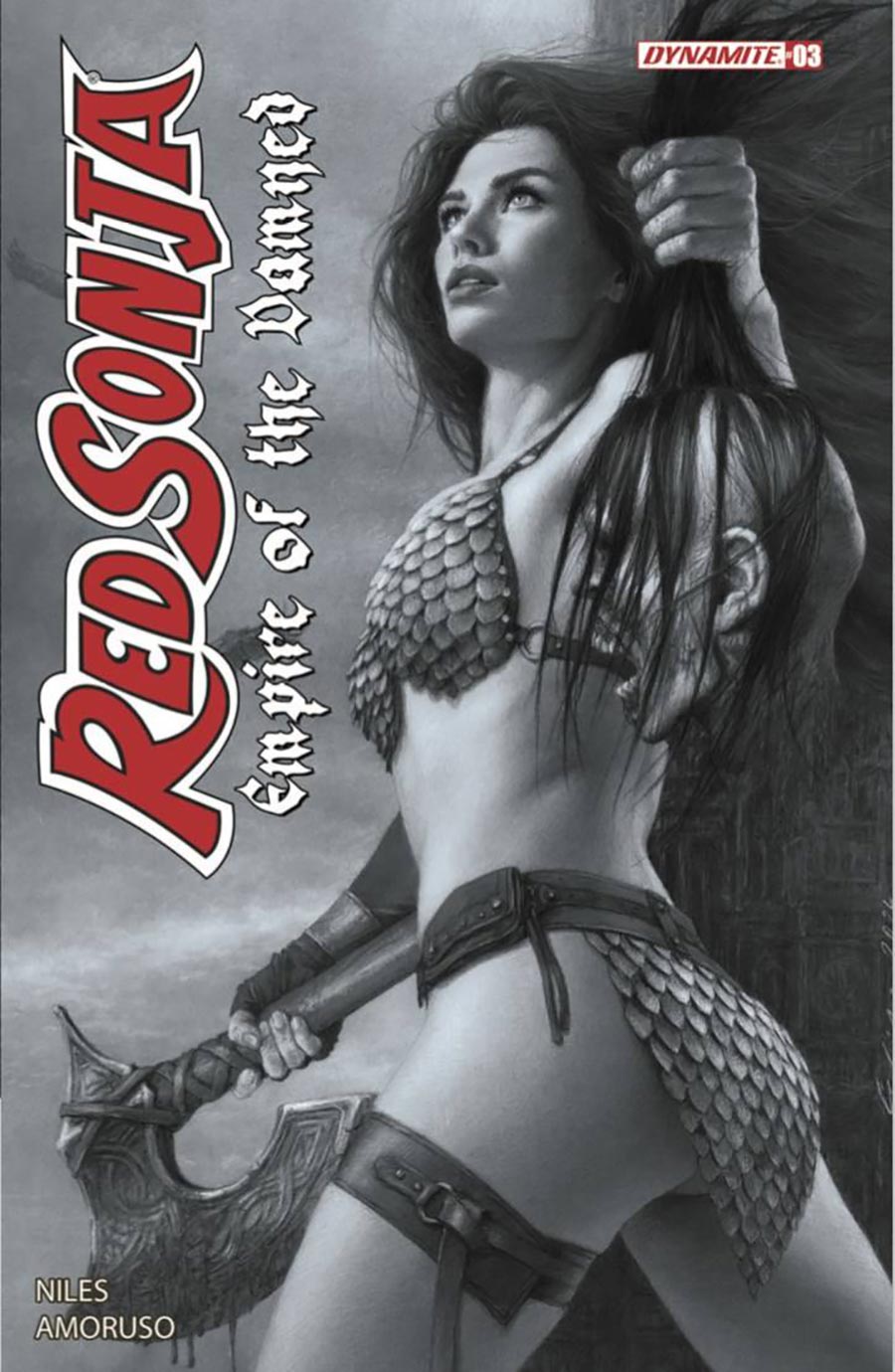 Red Sonja Empire Of The Damned #3 Cover Q Incentive Celina Black & White Cover