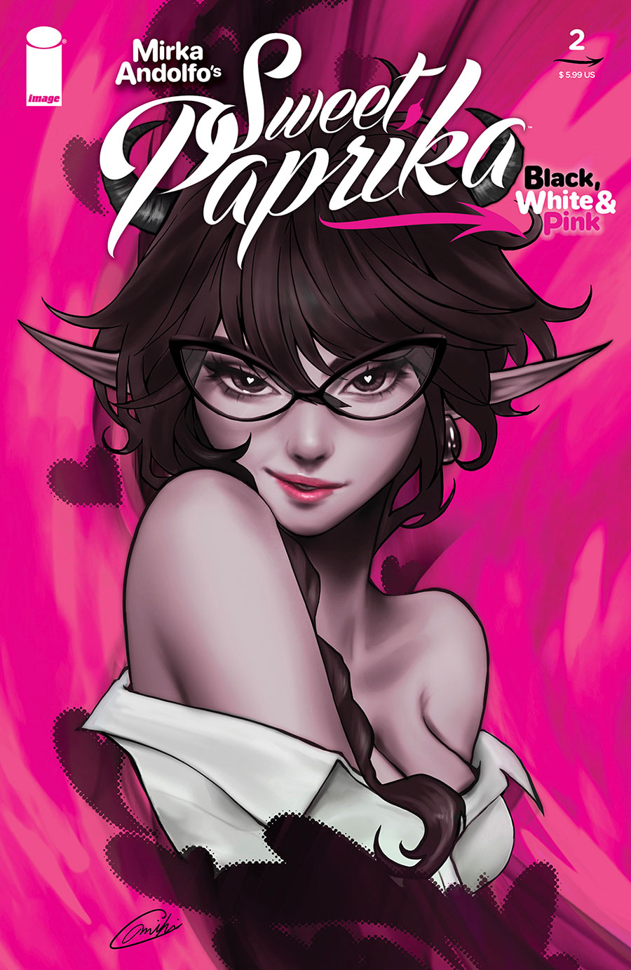 Mirka Andolfos Sweet Paprika Black White & Pink #2 Cover C Variant Miki Okazaki Cover