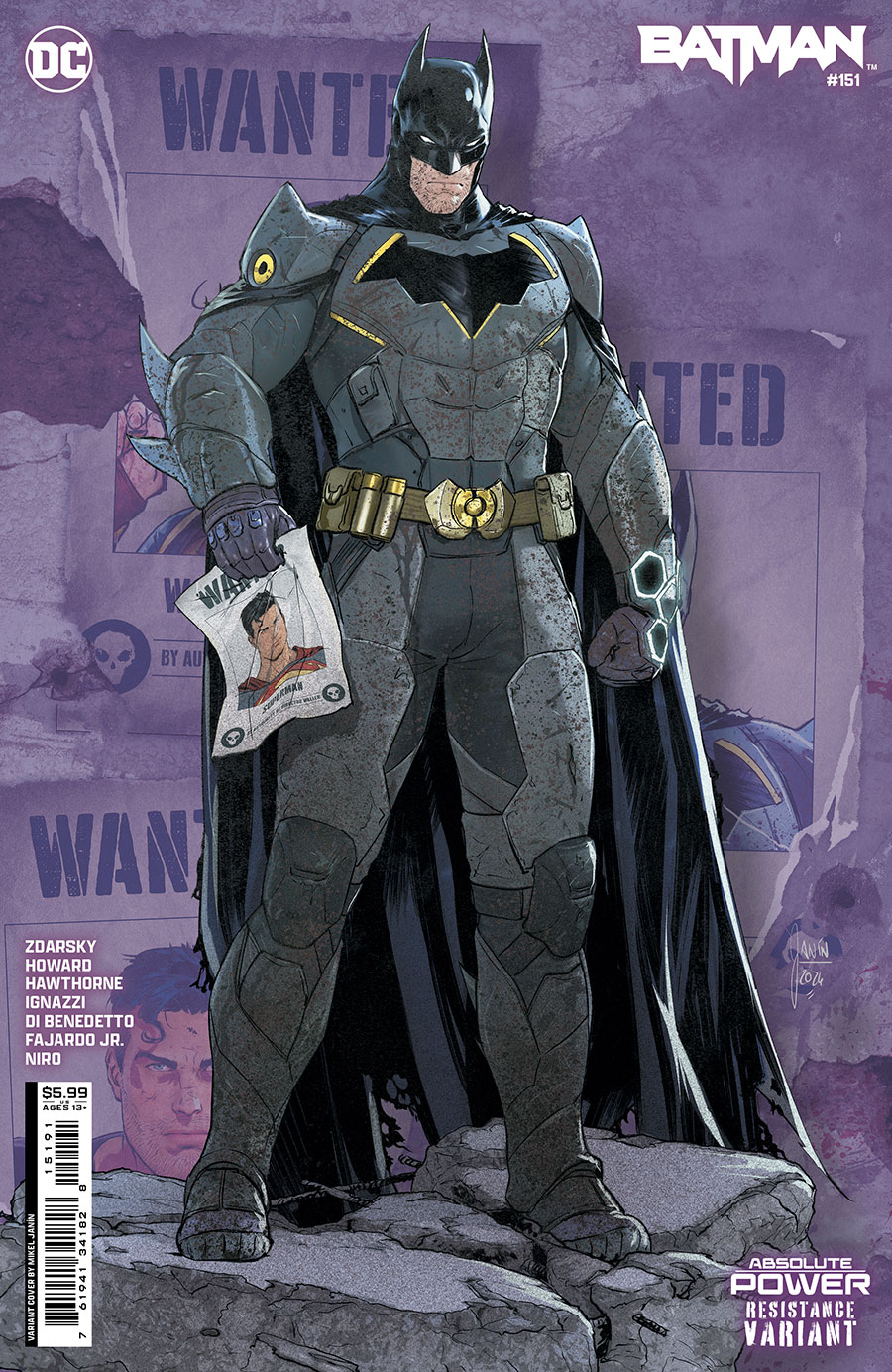 Batman Vol 3 #151 Cover F Variant Mikel Janin Resistance Card Stock Cover (Absolute Power Tie-In)