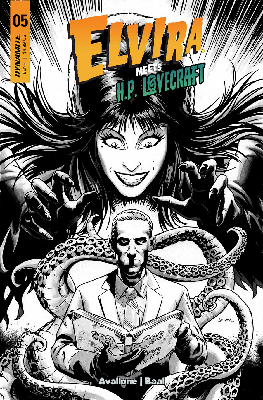 Elvira Meets HP Lovecraft #5 Cover I Incentive Kewber Baal Line Art Cover